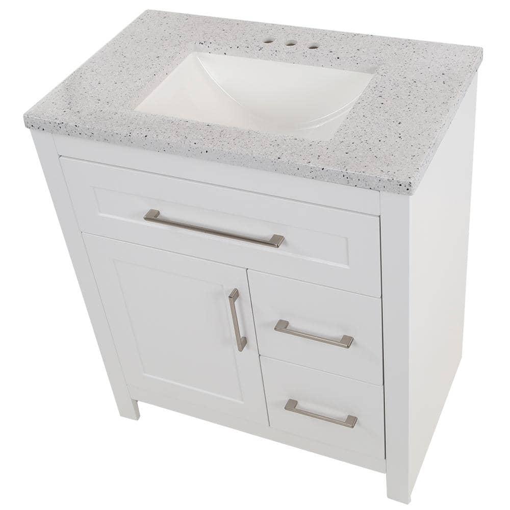 Home Decorators Collection Clady 305 in W x 188 in D x 354 in H Freestanding Bath Vanity in White with Silver Ash Cultured Marble Top