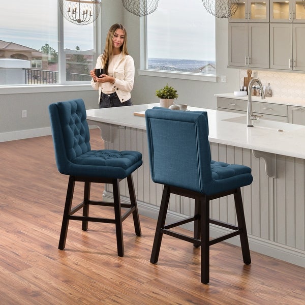 CorLiving Boston Tufted Fabric Barstool， Set of 2