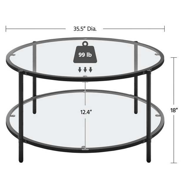 Yaheetech Modern Round Glass top Coffee Table For Living Room