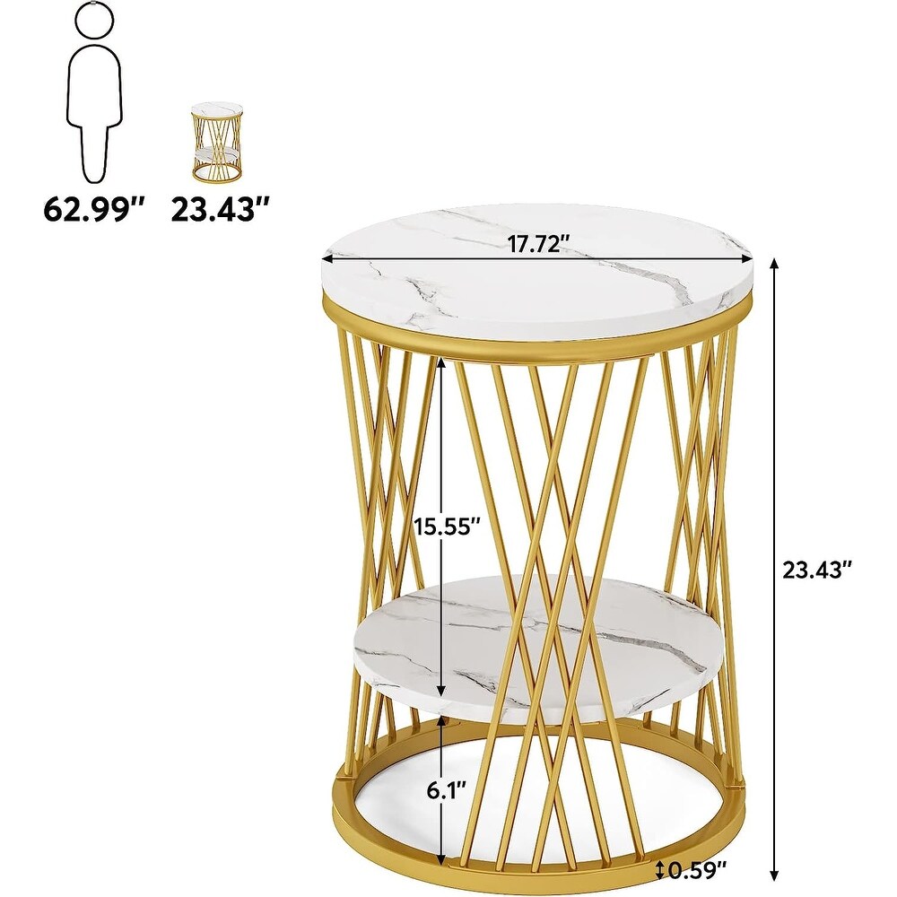 2 Tier Bedside Table Nightstand Slim Coffee Snack Table