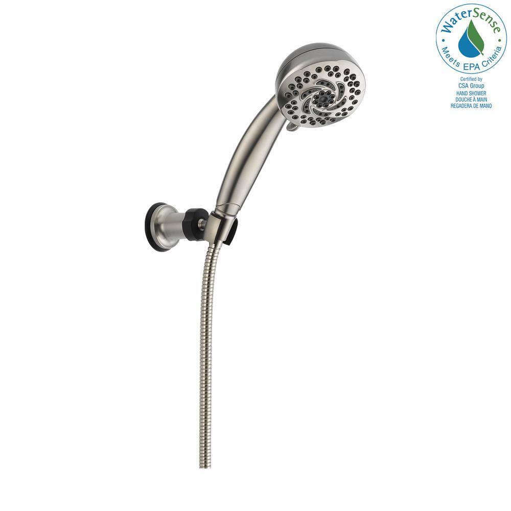 Delta 5-Spray Patterns 1.75 GPM 3.63 in. Wall Mount Handheld Shower Head in Stainless 55436-SS-PK