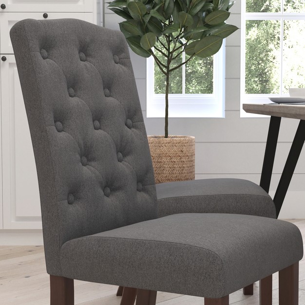 Merrick Lane Mid back Tufted Parsons Chair With Wooden Legs