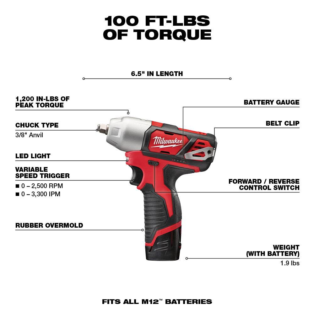 MW M12 Cordless Lithium-Ion 4 Tool Combo Kit 2493-24 from MW