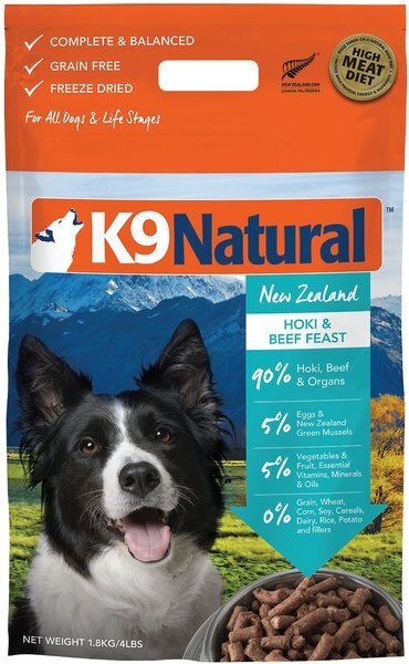 K9 Natural Hoki and Beef Grain-Free Freeze-Dried Dog Food