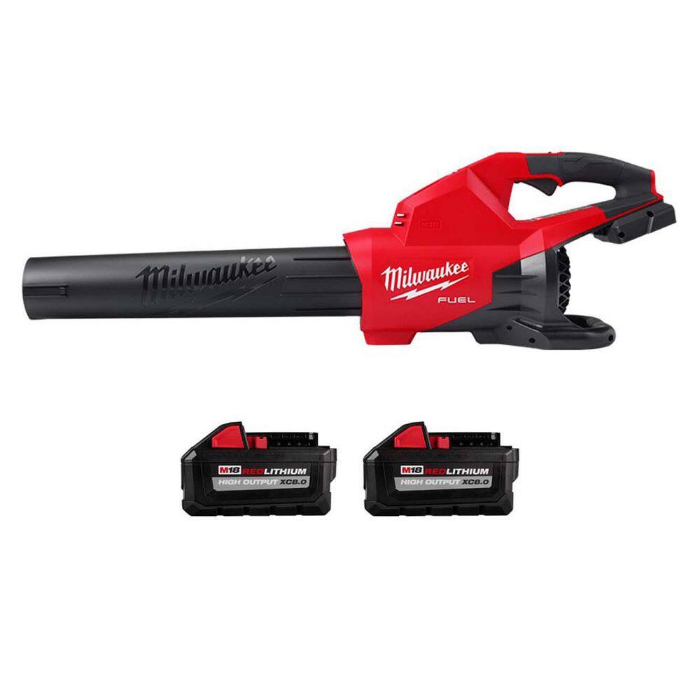 MW M18 FUEL Dual Battery 145 MPH 600 CFM 18V Lithium-Ion Brushless Cordless Handheld Blower w Two 8Ah HO Battery (2-Pack) 2824-20-48-11-1880-48-11-1880