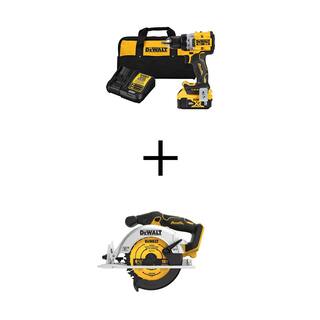 DW 20-Volt Maximum XR Lithium-Ion Cordless Compact 12 in. DrillDriver Kit  6-12 in. Circ Saw w5.0Ah Battery  Charger DCD800P1WCS565B