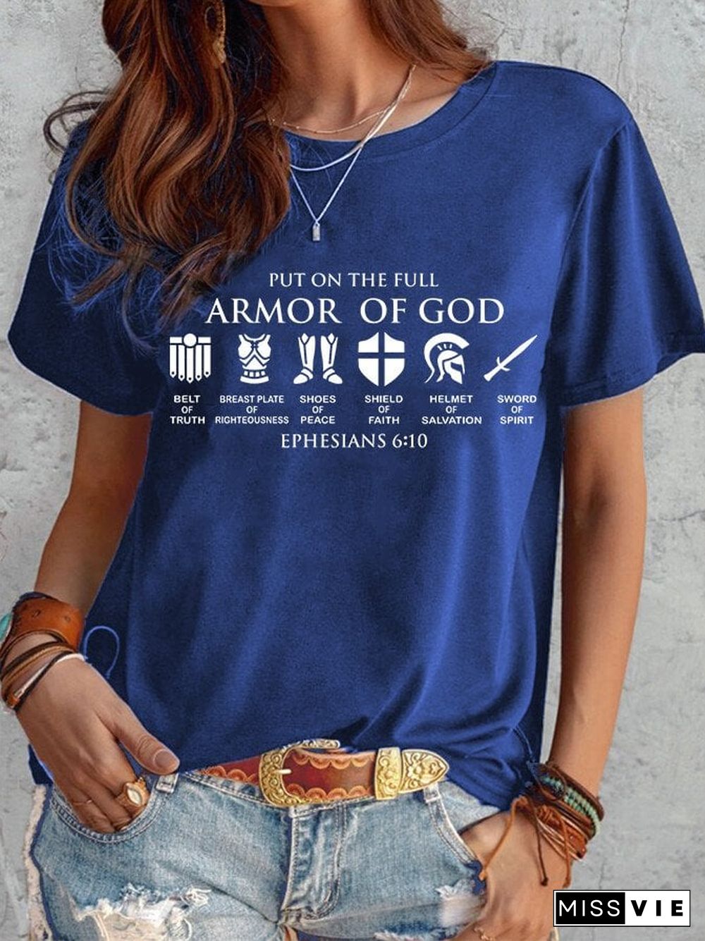 Women's Put on The Full Armor of God print crew neck T-shirt