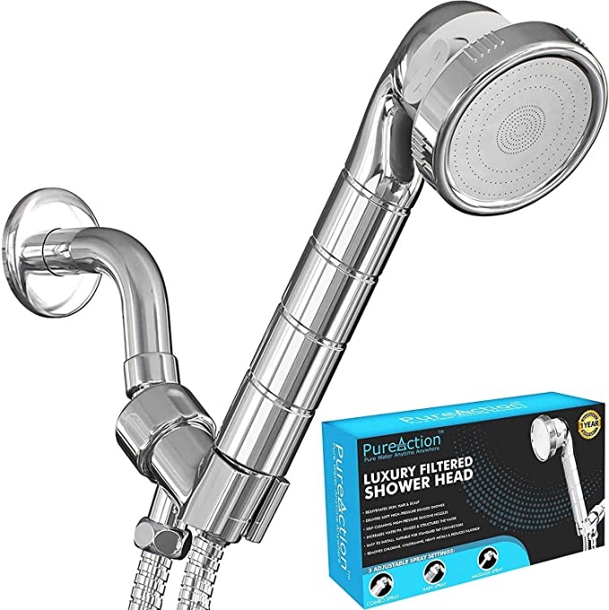 Luxury Filtered Shower Head with Handheld Hose - Hard Water Softener High Pressure & Water Saving Showerhead Filter - Removes Chlorine & Flouride For Dry Skin & Hair - SPA Showerhead Filter