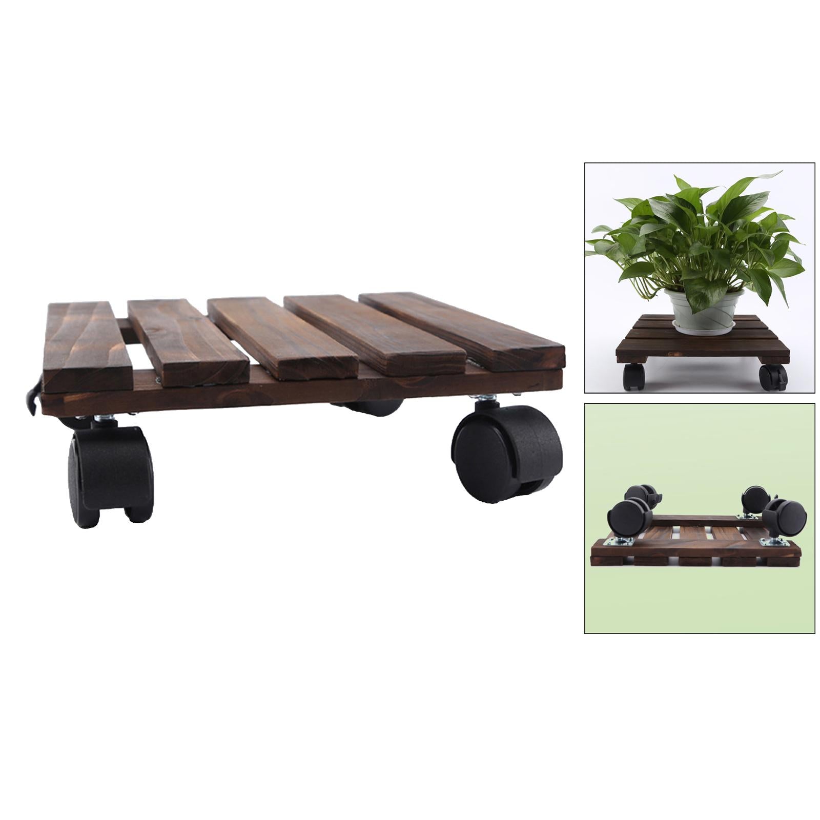 Square Planter Trolley Lockable Rollers Outdoor Indo Flower 40x40cm