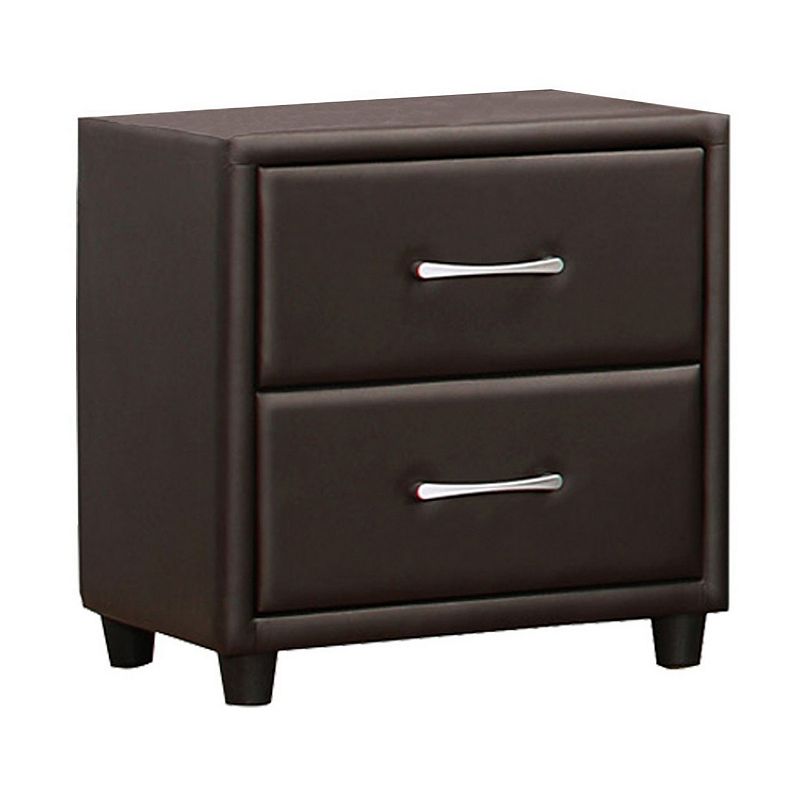 2 Drawer Night Stand In Wood And PVC， Black