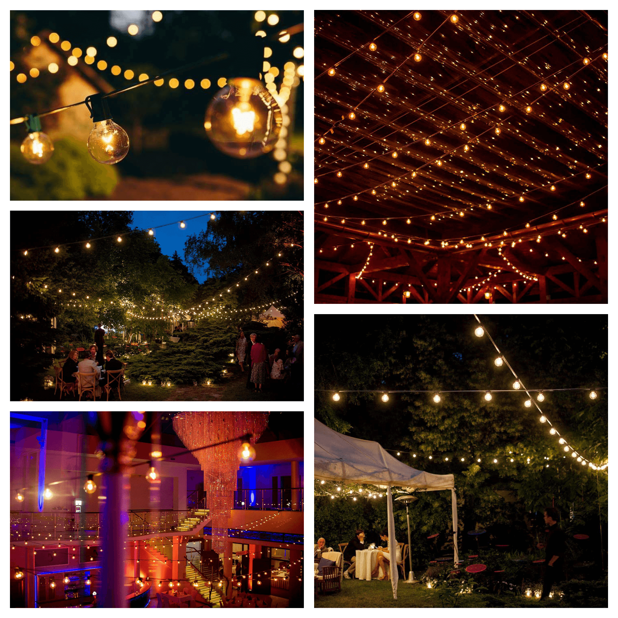 50 Foot Globe String Lights - G40 Clear Bulbs - Black Wire - Outdoor String Lights for Patio Yard Deck Cafe Bistro and Wedding Lighting