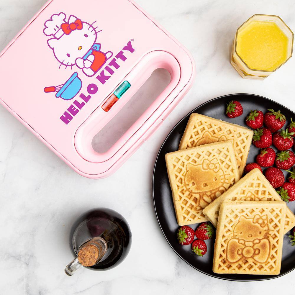 Uncanny Brands Hello Kitty 900-Watt Pink Double-Square American Waffle Maker WM2-KIT-HK1