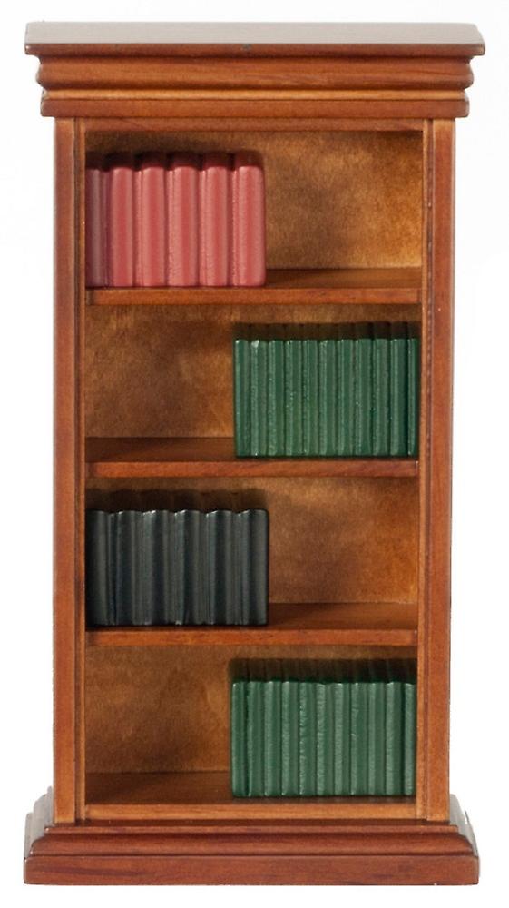 Dolls House Walnut Bookcase With Books Miniature Study Office School Furniture