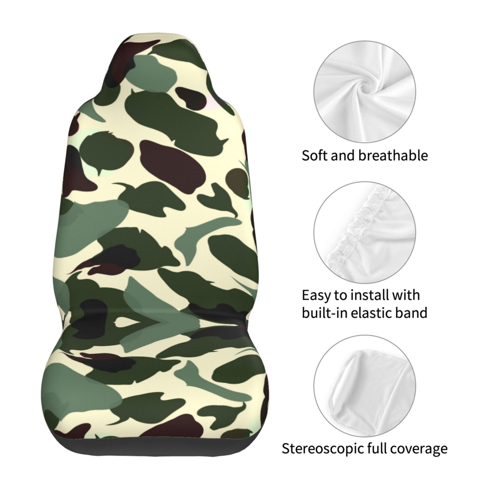 Camouflage Car Front Seat Covers Protectors ， Camouflage Automotive Seat Covers for Cars Trucks Suv