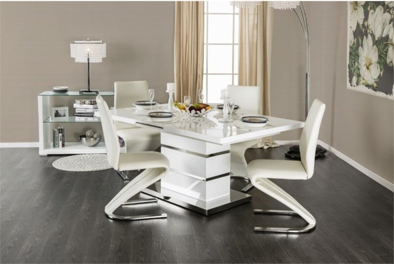 Furniture of America Verdell Faux Leather Dining Chair in White (Set of 2)   Contemporary   Dining Chairs   by Homesquare  Houzz