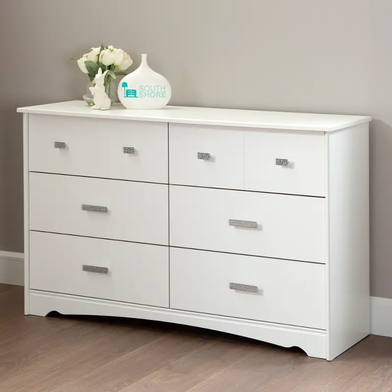 Tiara White 6-Drawer Double Dresser - South Shore