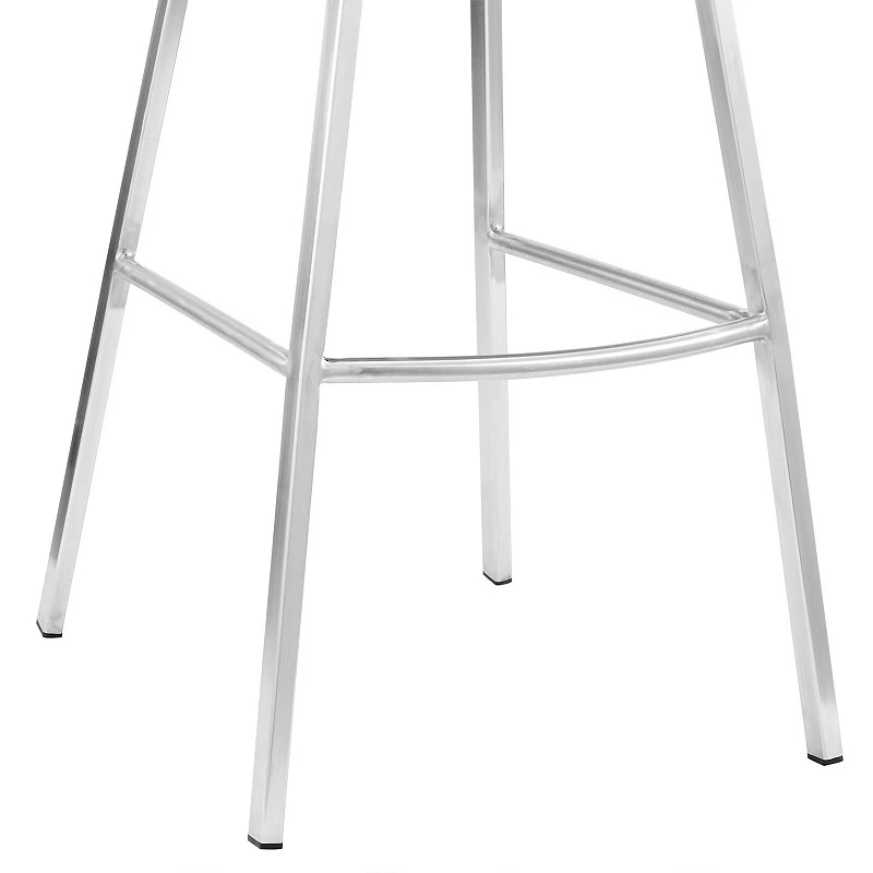 26 Inch Metal Frame Leatherette Counter Stool， Silver and Gray