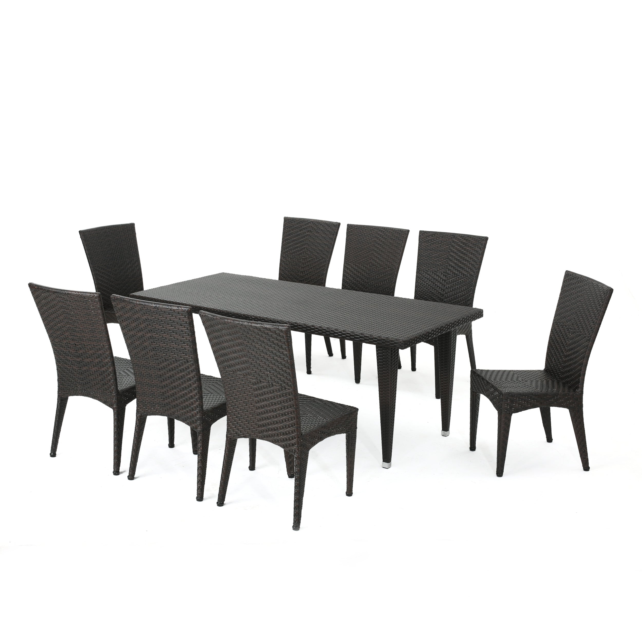 Moorhouse Outdoor 9 Piece Multi-Brown Wicker Dining Set