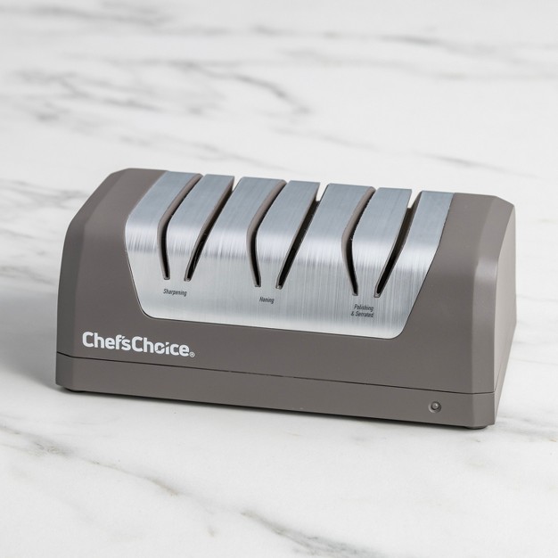 Chef x27 schoice Rechargeable Three stage Dc 320 Electric Knife Sharpener For Most Knives In Slate Gray shc32bgy11