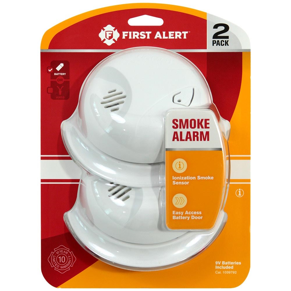 First Alert Battery Operated Ionization Smoke Alarm 2pk ;