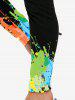 Paint Splatter Palm Printed Tee and Leggings Plus Size Matching Set Outfit