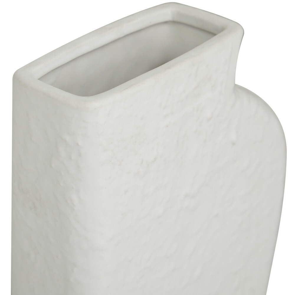 CosmoLiving by Cosmopolitan White Ceramic Textured Vase (Set of 2)   3.00W x 7.30L x 11.10H