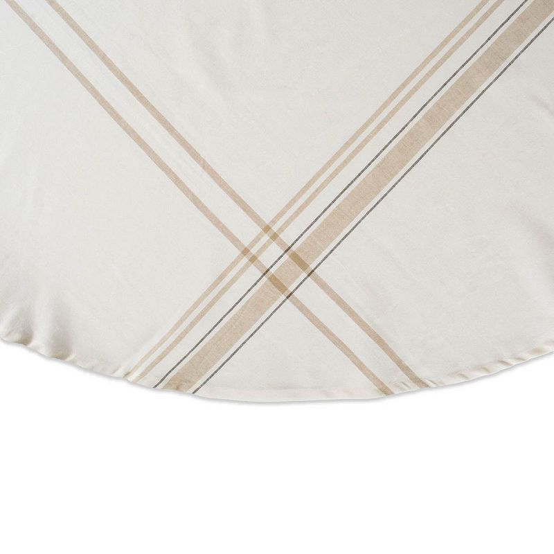 White French Striped Chambray Round Tablecloth 70