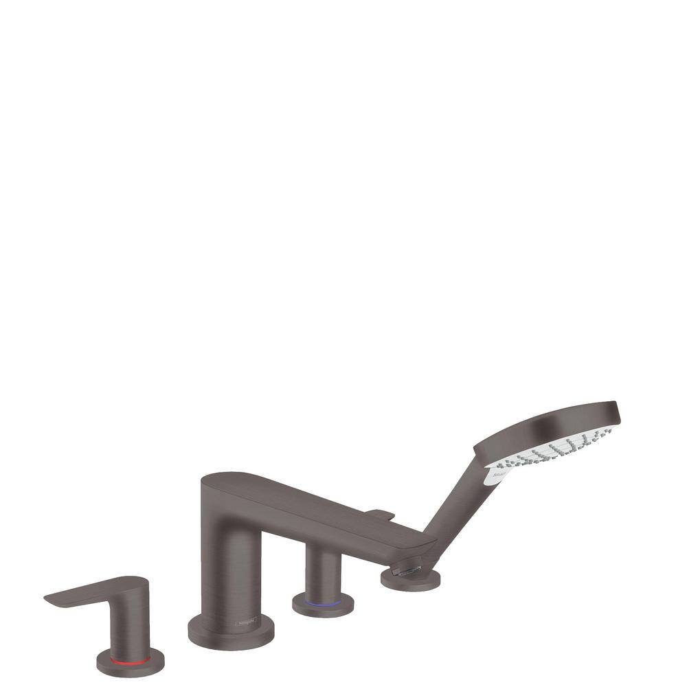 Hansgrohe Talis E 2-Handle Deck Mount Roman Tub Faucet with Hand Shower in Brushed Black Chrome 71744341