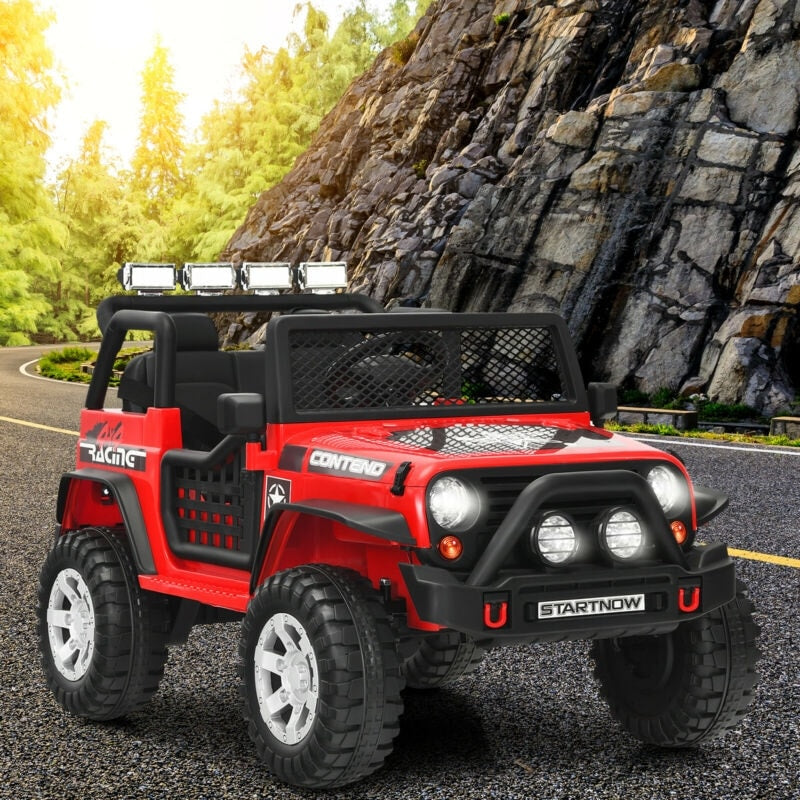 Kids Ride on Jeep Car 12V Battery Powered Electric Riding Toy Truck with Remote Control, Lights & Music