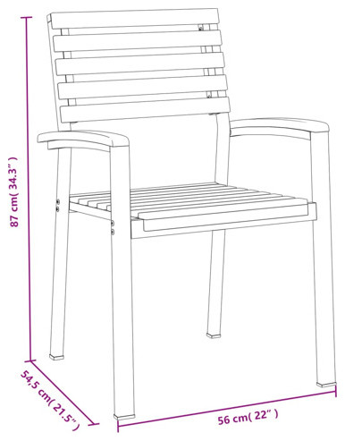 vidaXL Patio Chair 6 Pcs Stackable Dining Chair Solid Wood Acacia and Metal   Industrial   Outdoor Dining Chairs   by vidaXL LLC  Houzz