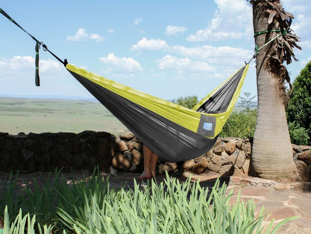 Gray And Yellow Heavy Duty Lightweight Traveler s Nylon Hammock