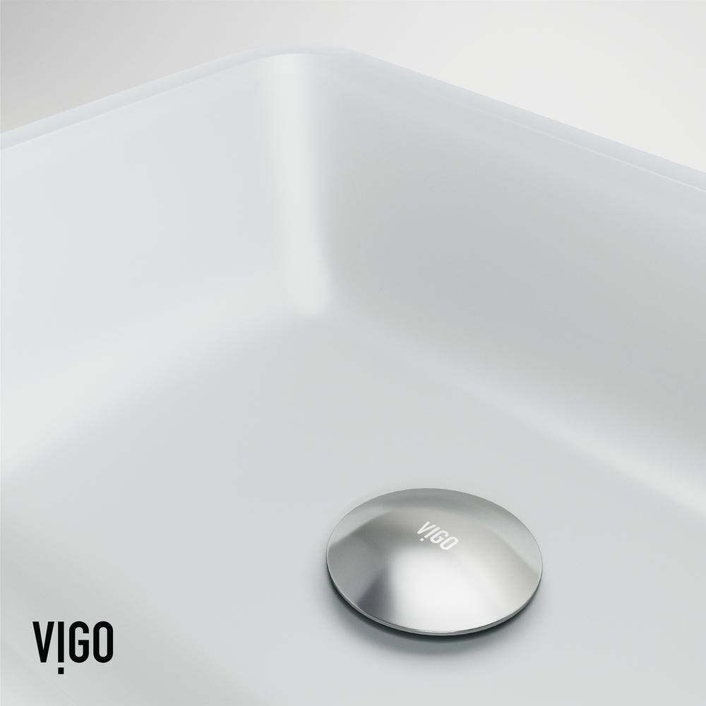 VIGO Sottile Modern White Glass 18 in. L x 13 in. W x 4 in. H Rectangular Vessel Bathroom Sink VG07114