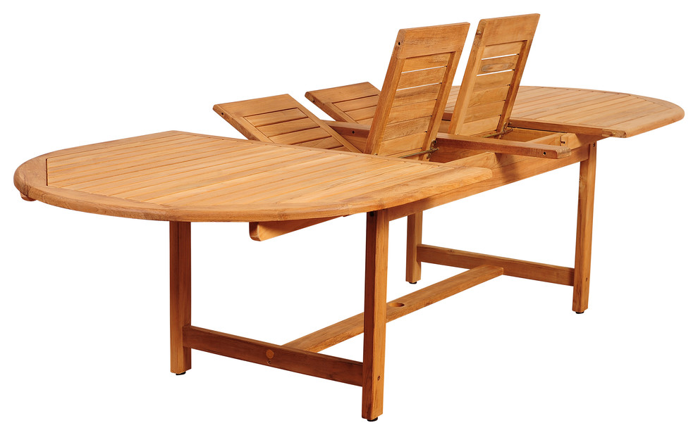 Amazonia Charlotte 9 Piece Teak Double Extendable Oval Patio Dining Set   Midcentury   Outdoor Dining Sets   by Amazonia  Houzz