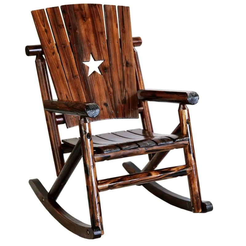 Leigh Country Char-Log Brown Wood Frame Star Rocking Chair