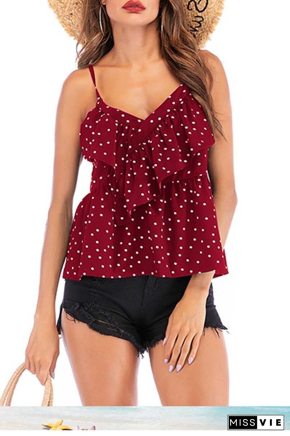 Deep V-neck Chiffon Tank Top