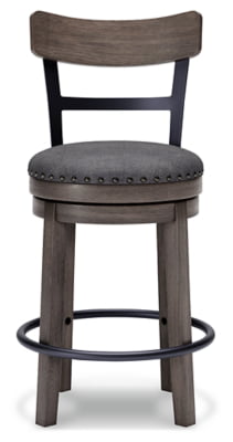 Signature Design by Ashley Caitbrook 24 Farmhouse Counter Height Upholstered Swivel Barstool， Gray