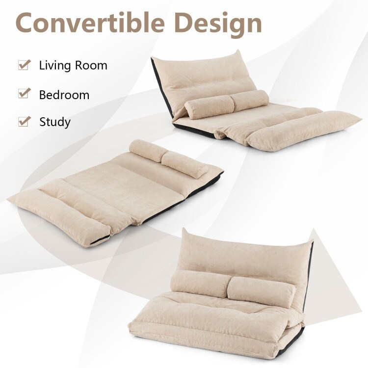 Adjustable Floor Sofa Bed with 2 Lumbar Pillows   71\