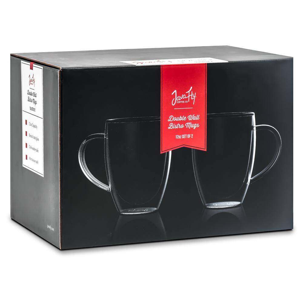 JavaFly Bistro 12 oz. Double Wall Glass with Handle Dishwasher Safe CE1002337-B020002