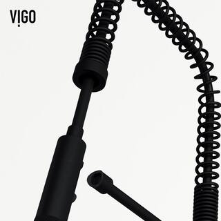 VIGO Sterling Single Handle Pull-Down Sprayer Kitchen Faucet in Matte Black VG02037MB