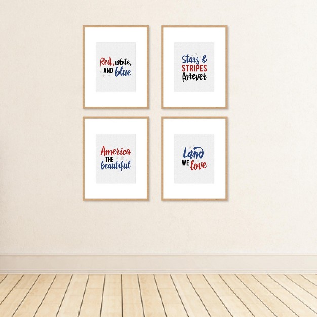 Big Dot Of Happiness Stars amp Stripes Unframed Patriotic Linen Paper Wall Art Set Of 4 Artisms 8 X 10 Inches