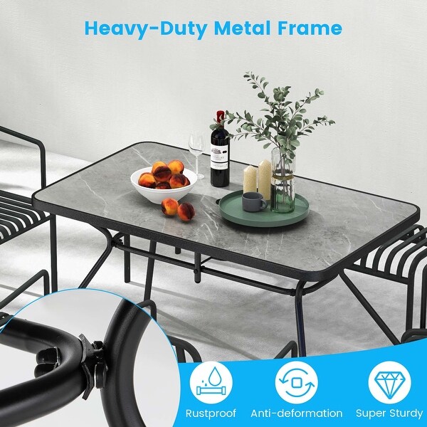 Costway Patio Rectangle Dining Table 49'' x 29.5'' MarbleLike