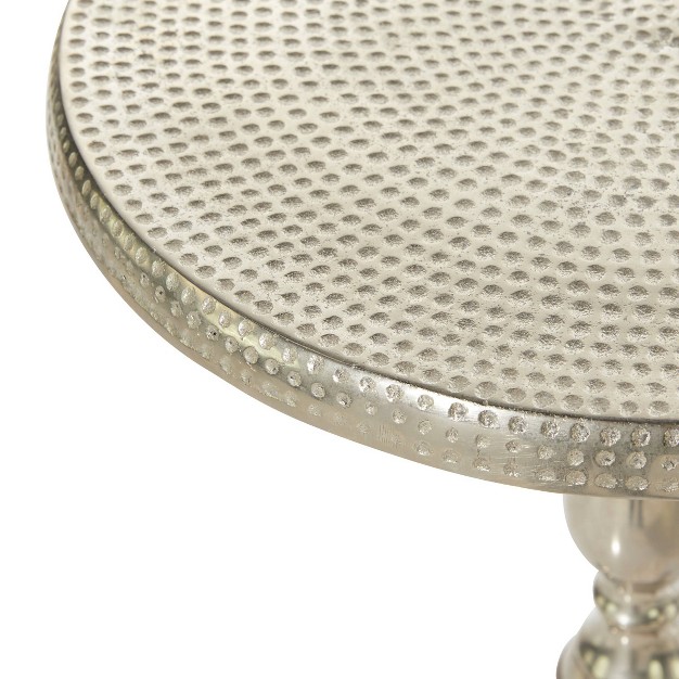 Hammered Metal Accent Table Silver Olivia amp May