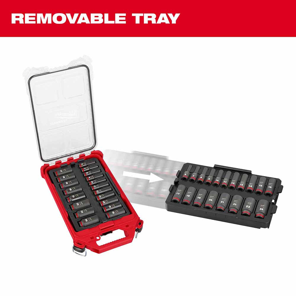 Milwaukee 49-66-6801 Shockwave Impact Duty Socket 3/8” Drive 19-Piece Packout Set