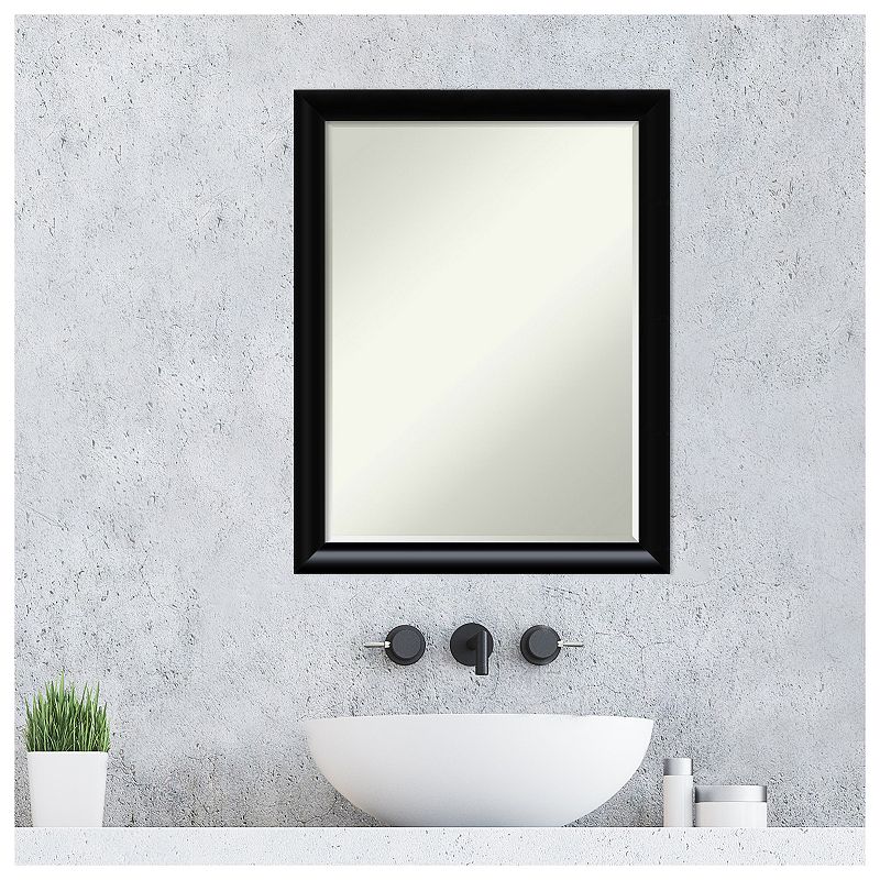 Steinway Black Scoop Petite Bevel Wood Bathroom Wall Mirror