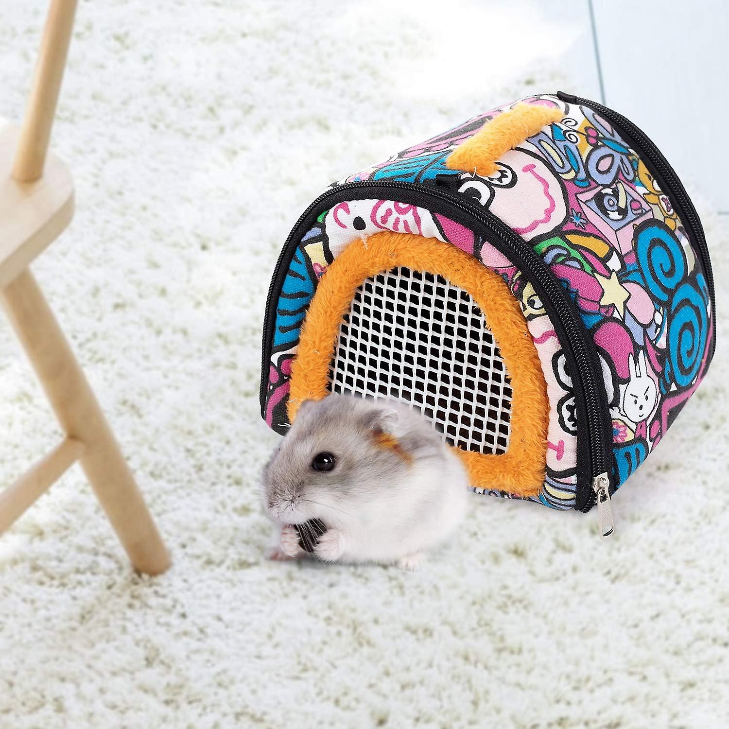 Hamster Carrier Bag- Small Animal Portable Breathable Outgoing Bag Small Guinea Pig Hedgehog Carriers With Detachable Strap Double Zipper Travel Pets