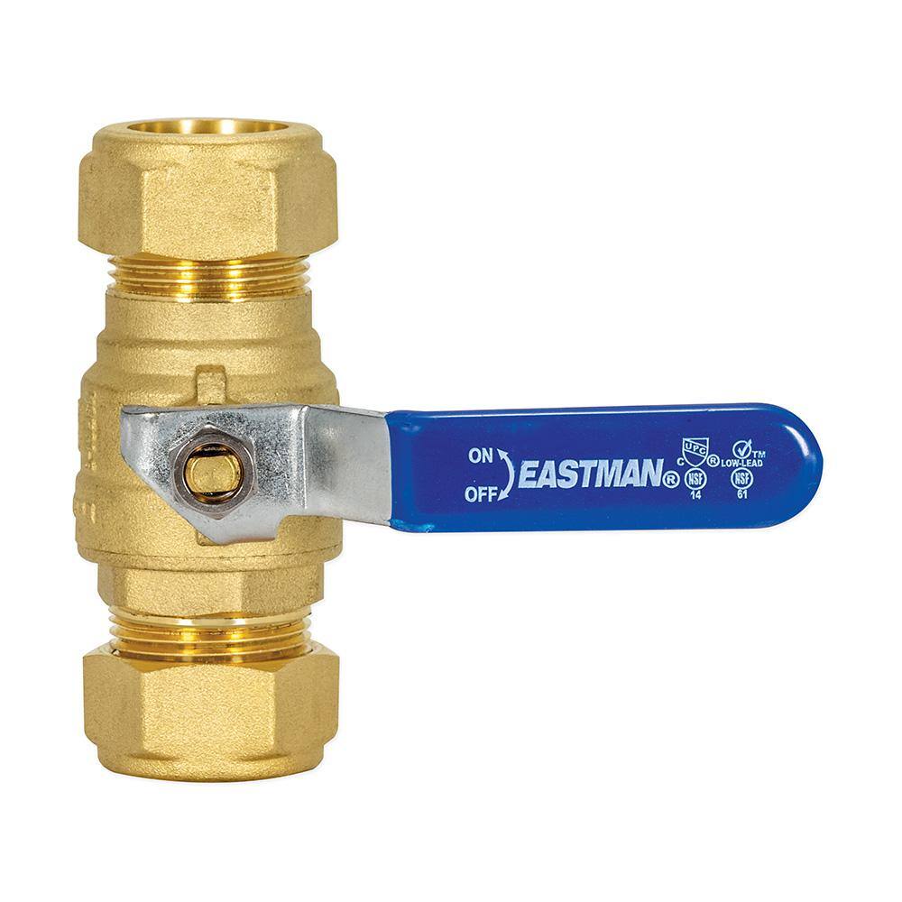 EASTMAN 34 in. Compression x 34 in. Compression Brass Full Port Compression Ball Valve 20097LF