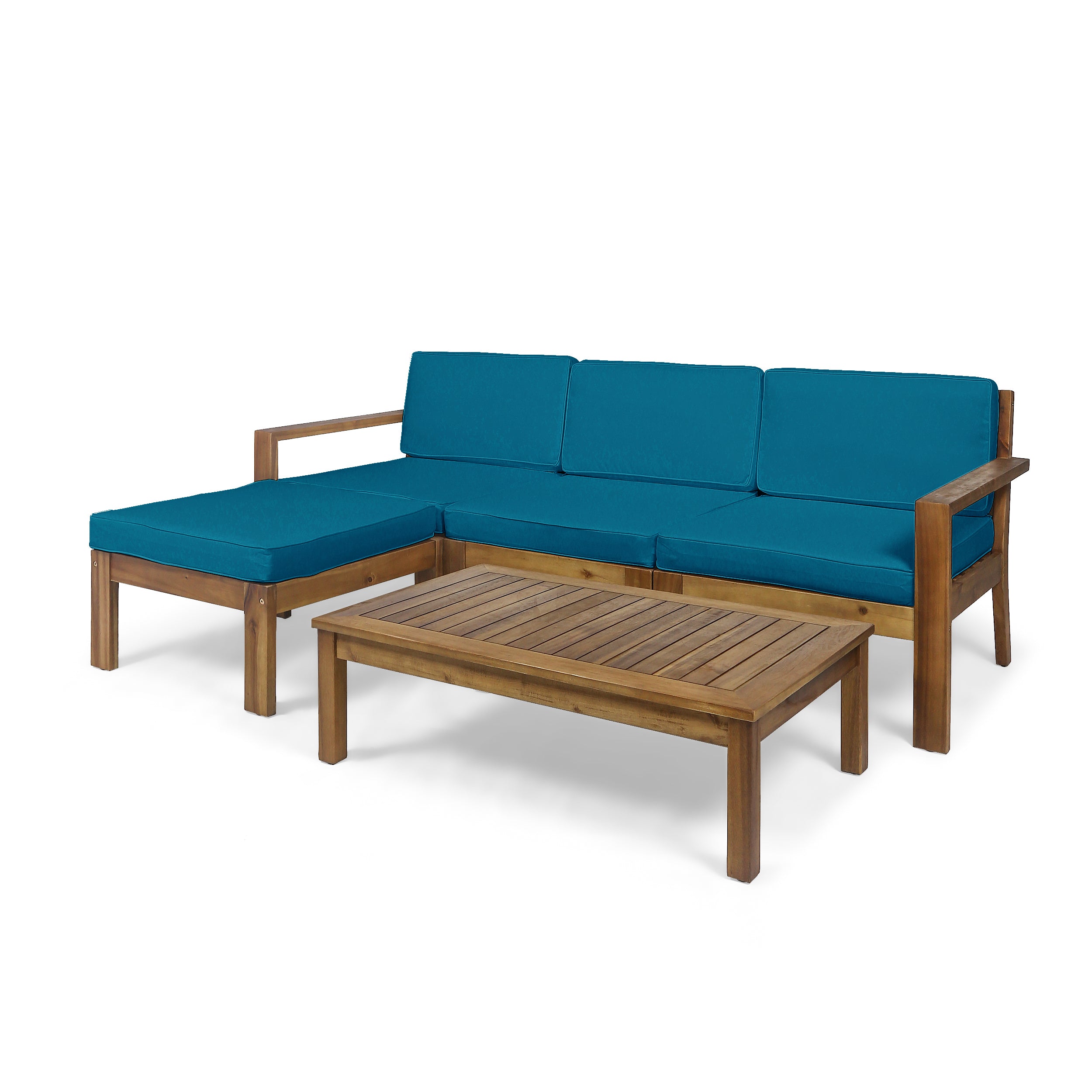 Makayla Ana Outdoor 3 Seater Acacia Wood Sofa Sectional with Cushions