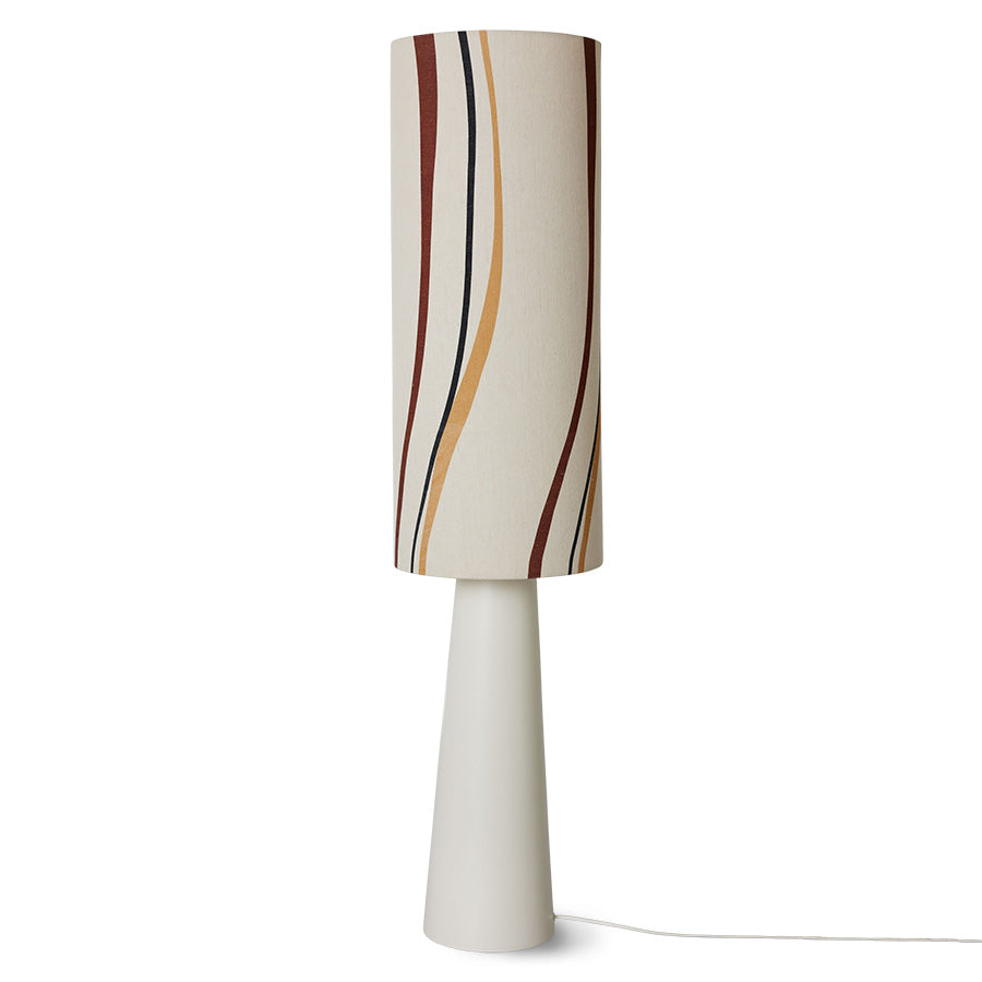 Retro cone floor lamp - cream & swirl shade