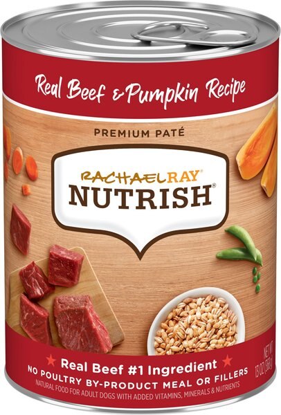 Rachael Ray Nutrish Real Beef and Pumpkin Canned Dog Food， 13-oz， case of 12