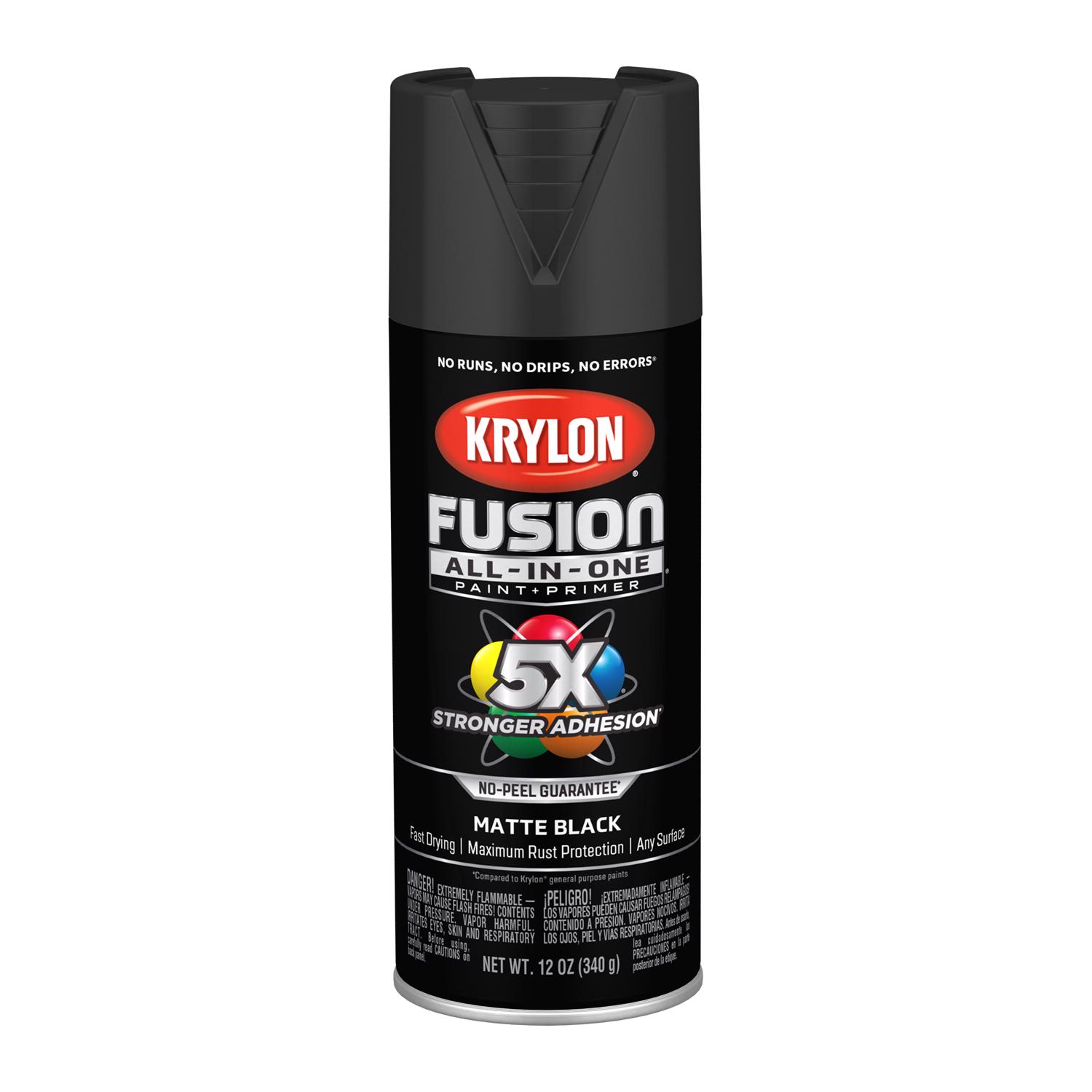 Krylon Fusion All-In-One Matte Black Paint+Primer Spray Paint 12 oz